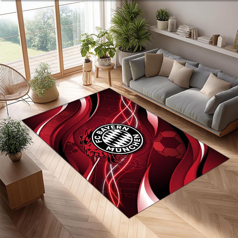 Tappeto Morbido Area Rug con Motivo Calcio Bayern Monaco Antiscivolo Tappeto per Pavimento Interno Tappetino Decorazione Sportiva per Camera da Letto