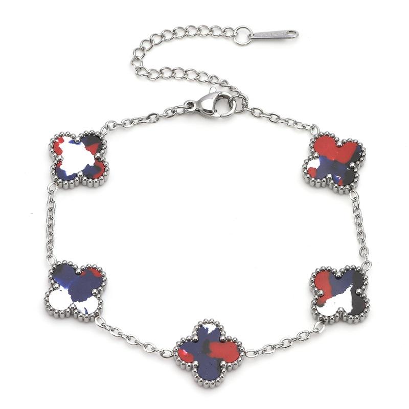 Premium Four Leaf Clover Bracelet for Women, Double Sided 13MM Titanium Steel Stainless Steel Jewelry, Shell Small, Lucky, Simple and Fashionable