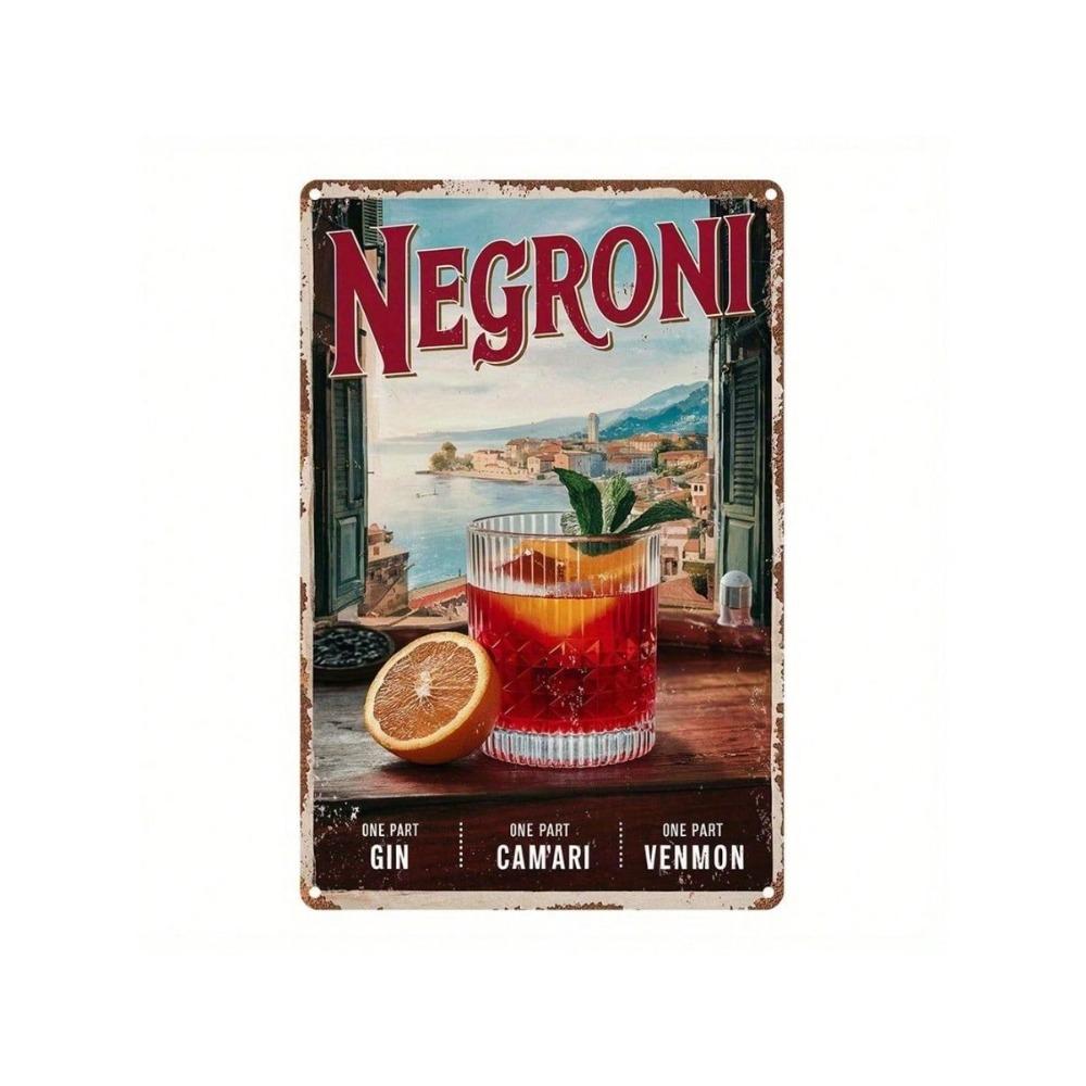 Neon Negroni Venice Retro Metal Wall Art Bar Decor
