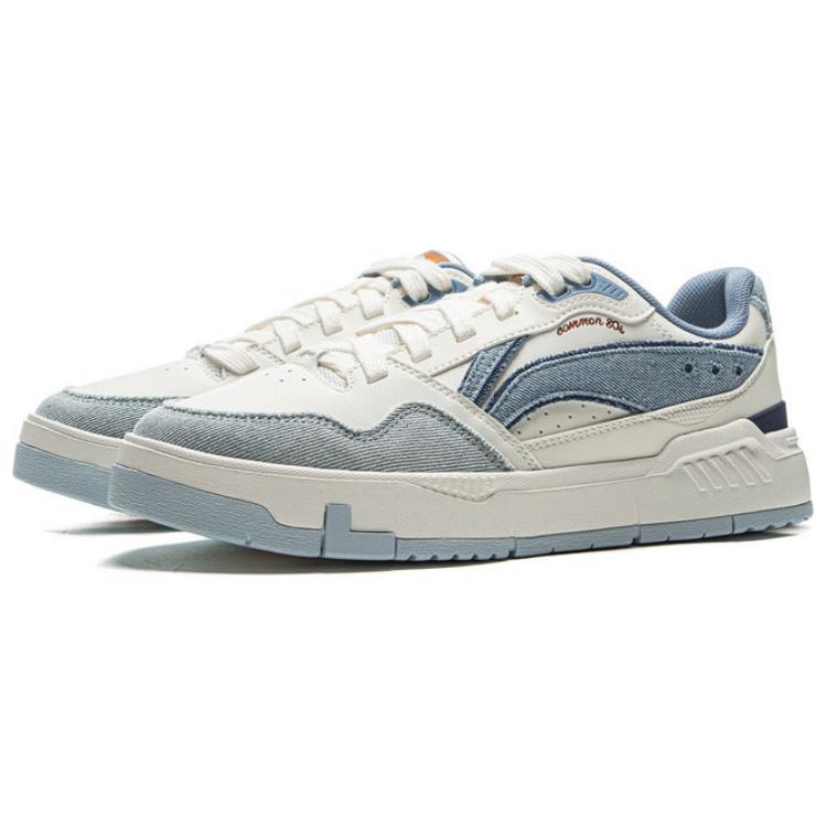 New LiNing Common 80s Anti-Slip Wear-Resistant Low-Top Skateboard Shoes Women's White Blue AGCV024-5