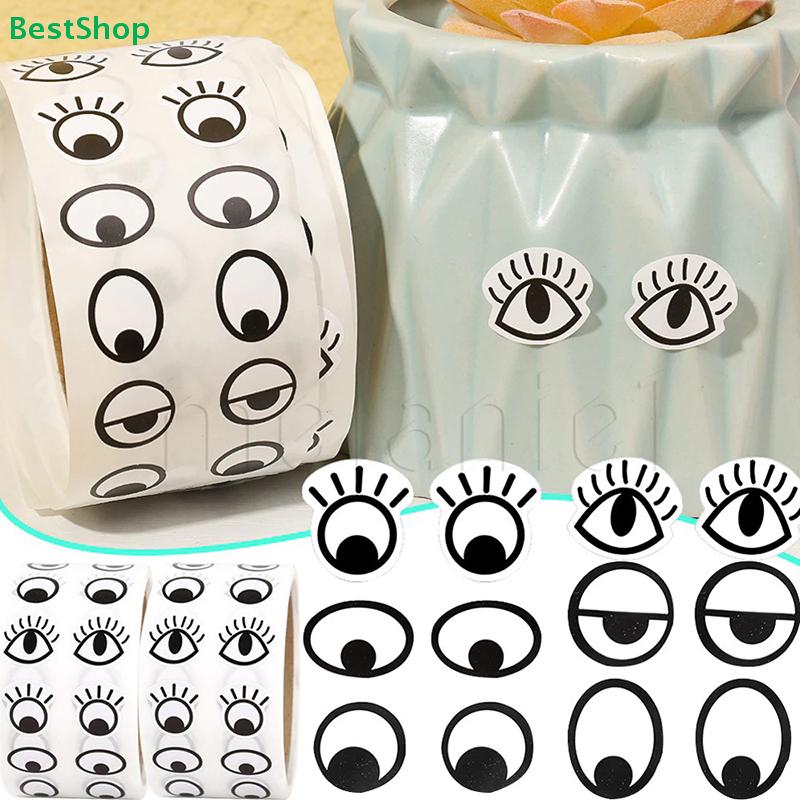 1000 Stück/Rolle Selbstklebende Augenaufkleber Mini Augenform DIY Aufkleber Schwarz Weiß Designs Halloween Party Kinderspielzeug Aufkleber