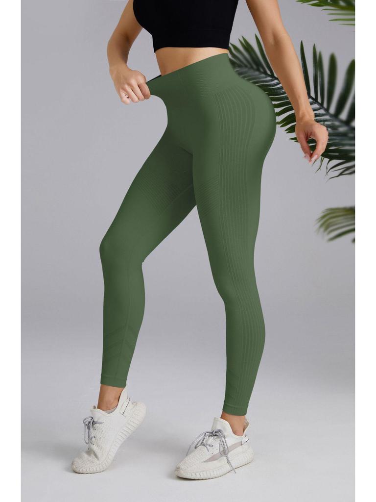 High-Waist Tummy Control Peach Hip Nude Yoga Pants - Breathable, Solid Color for Women