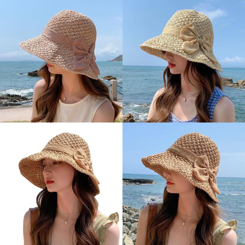 Versatile Women's Straw Hat Wide Brim For Sun Protection With Elegant Bow Knot