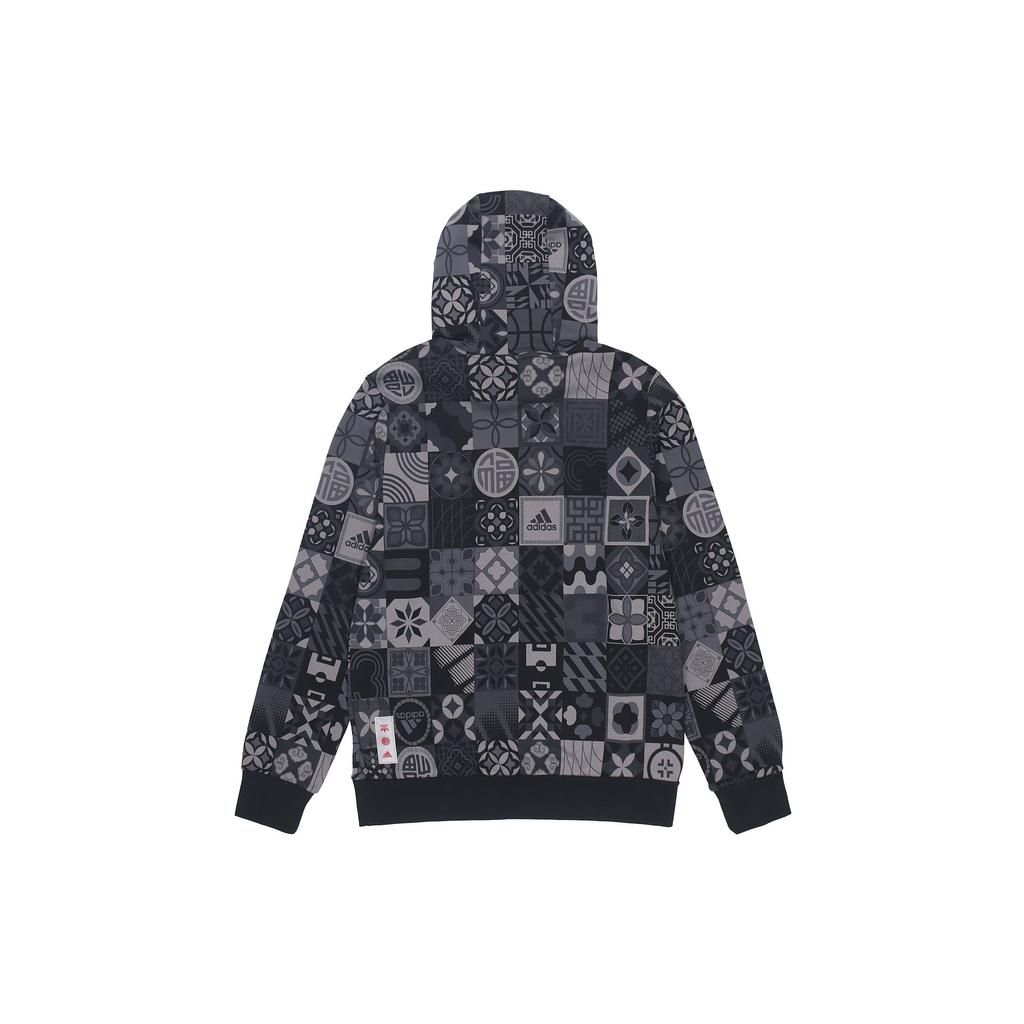 adidas Originals CNY AOP Full Print Hooded Pullover Fleece Sweatshirt Men Core Black HC0271
