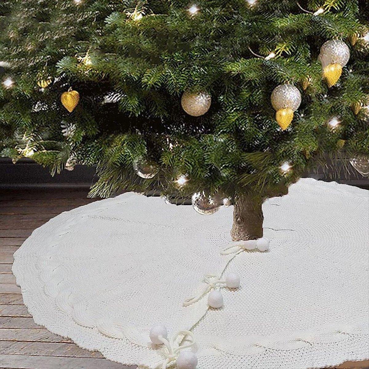 

BHBL 48 Inch Christmas Tree Skirt, Large Xmas Tree Skirts Round Base Skirt for 6-8FT Christmas Tree Decoration Xmas Decor White
