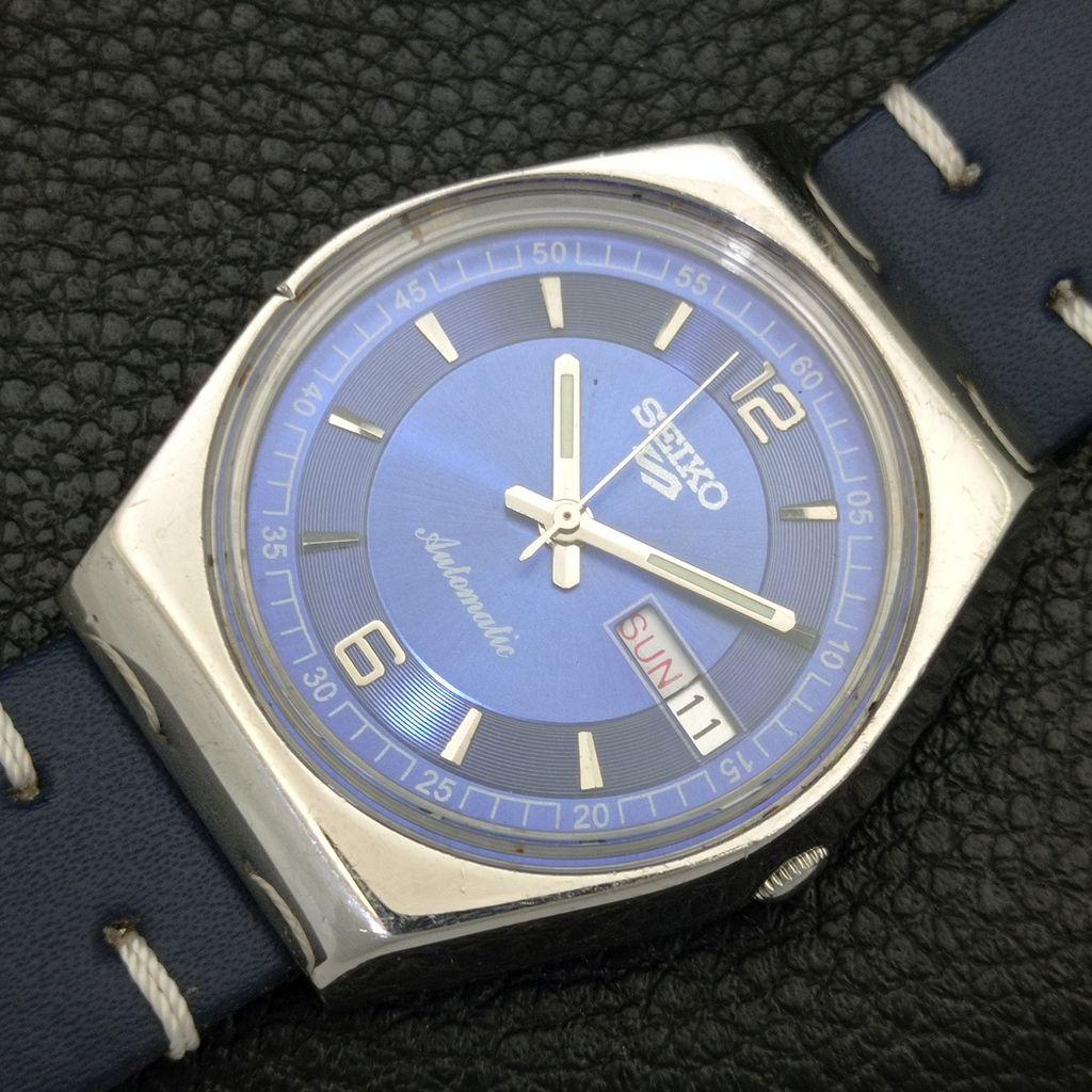VINTAGE SEIKO 5 AUTOMATIC 6309A JAPAN MENS BLUE COLOR DIAL WATCH a701482-5 R206b-a701482