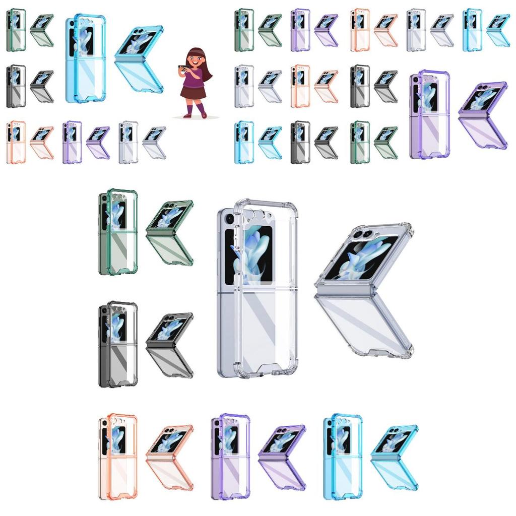 Transparent Corner Anti-drop Phone Case For Samsung Z Flip5 Full Protection Tpu Material