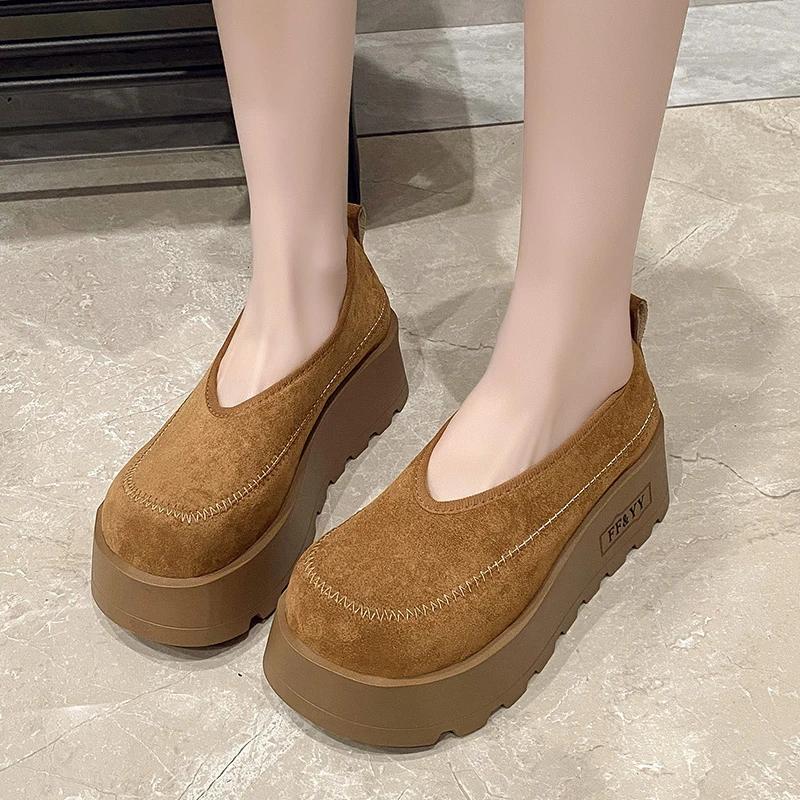 Fashion 2025 Platform Flats Sandals Women Sneakers Shoes Casual Loafers Trend Designer New Spring Suede Comfort Walking Zapatos Mujer
