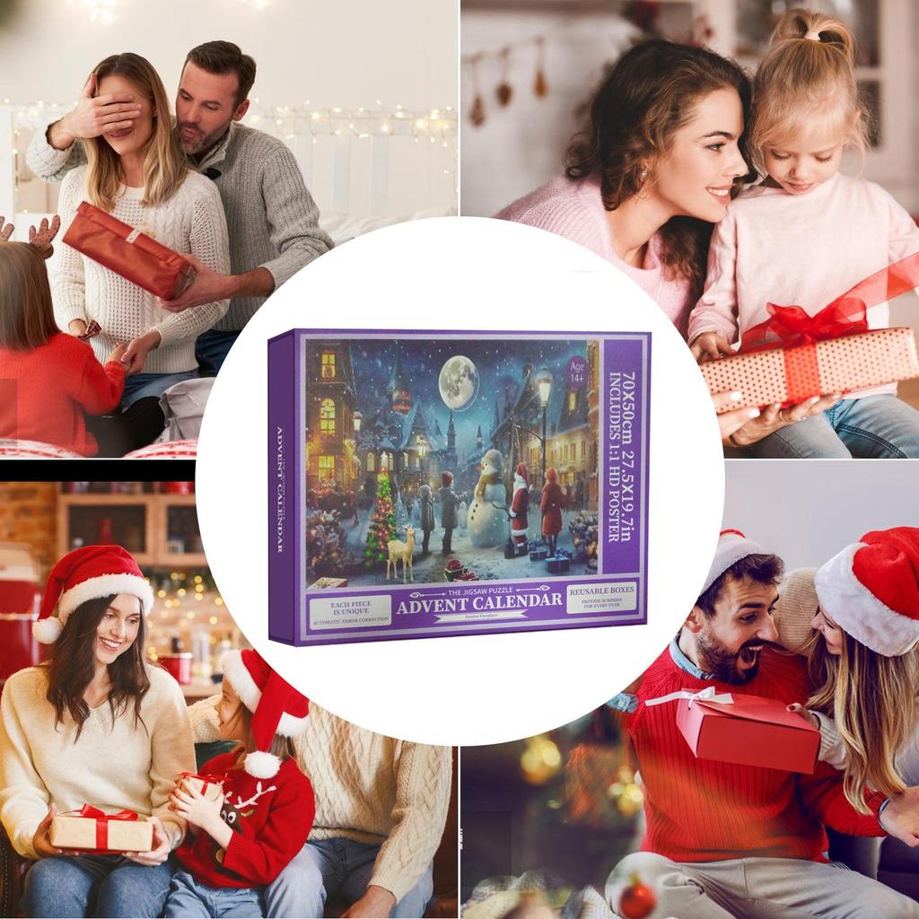 Christmas Countdown Calendar 1008 Pieces Cute Calendars Figures Toys Holiday Puzzle Ornament With 24Days For Family Kids Teen
