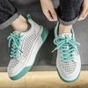 Hollow white shoes men's summer 2025 new breathable mesh low-top casual shoes soft sole comfortable lace-up board shoes