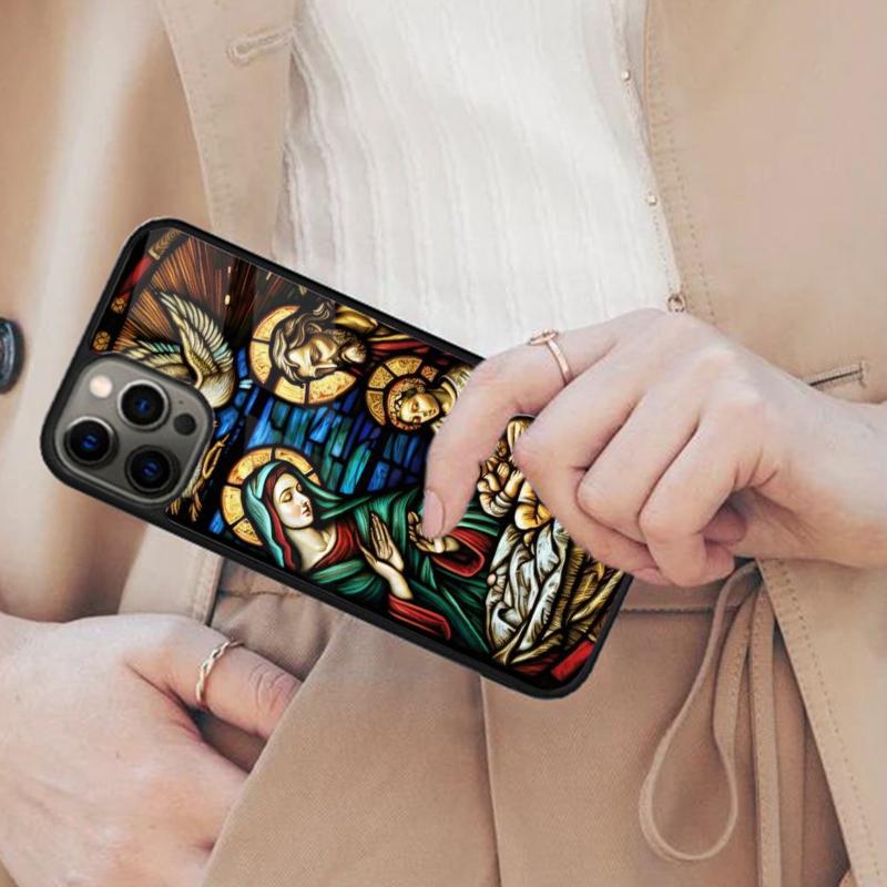 

Mary-&-Baby-Jesus-Stained-Glass Magnetic Phone Case For APPLE iPhone 17 Air 16 14 13 12 Pro Max 15 Plus Wireless MagSafe Cover iPhone 14