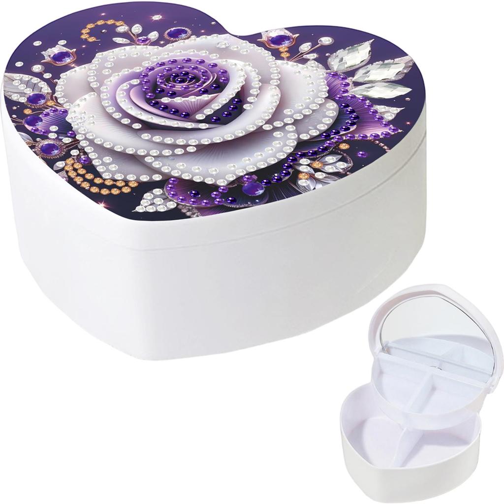 DIY Diamond Painting Handmade Storage Box Partial Drill Crystal Storage Case Kit Heart-Shaped Jewelry Box for Home Decor