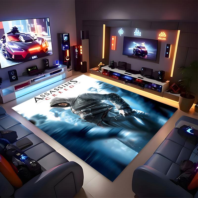 A-Assassin's Creed Bedruckter Saugfähiger Waschbarer Teppich, Rutschfeste Badezimmerteppiche, Küchenteppiche, Yogamatte, Eingangsbereich Wohnzimmer, Camping-Picknickteppiche