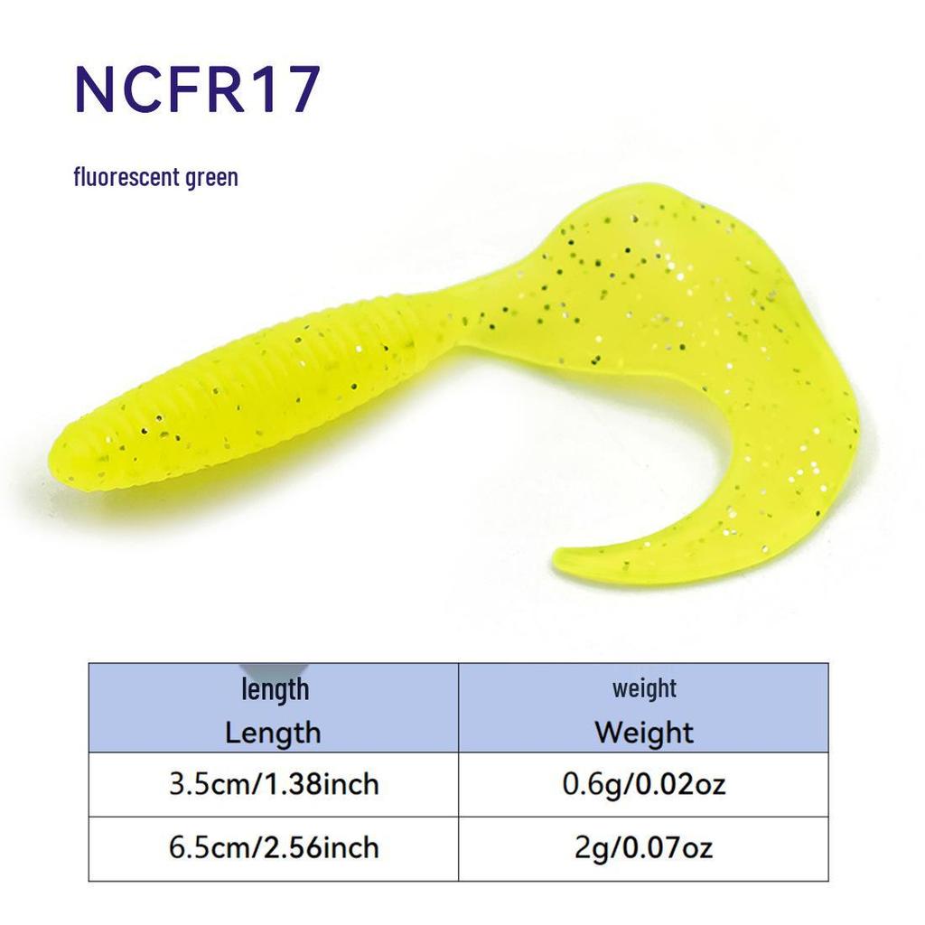 Silicone Ribbed Curly Tail Soft Bait – 15 Piece Bag