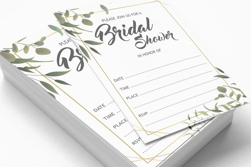 Inkdotpot 30 Brautparty-Einladungen, Grün, Hochzeit, zum Ausfüllen, blanko