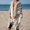 Herren Strandjacke mit Kapuze Sonnenschutz Urlaubsstil Vielseitig Lässig Bedruckter Quasten-Umhang