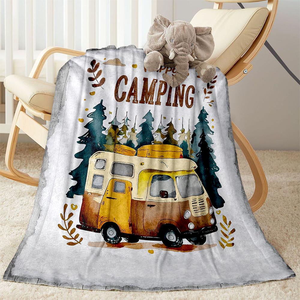 Camper Life Adventure Blankets Are Suitable for Living Rooms,making Them an Ideal Choice for Outdoor Travel and Gifts.