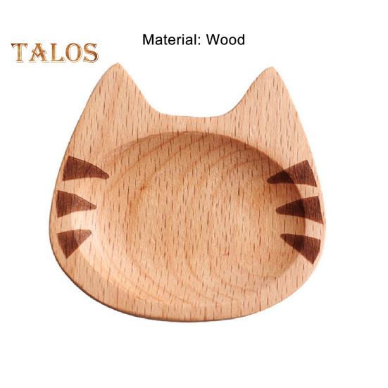 Seasoning Dish Decorative Food Grade Wooden Useful Cartoon Cat Shaped Dipping Bowl for Desktop