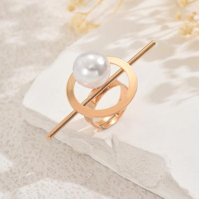 2025 νέο γυναικείο ανοιχτό δαχτυλίδι γεωμετρικό στρογγυλό ένθετο σχέδιο με μαργαριτάρι εξατομικευμένο δαχτυλίδι κοσμήματα