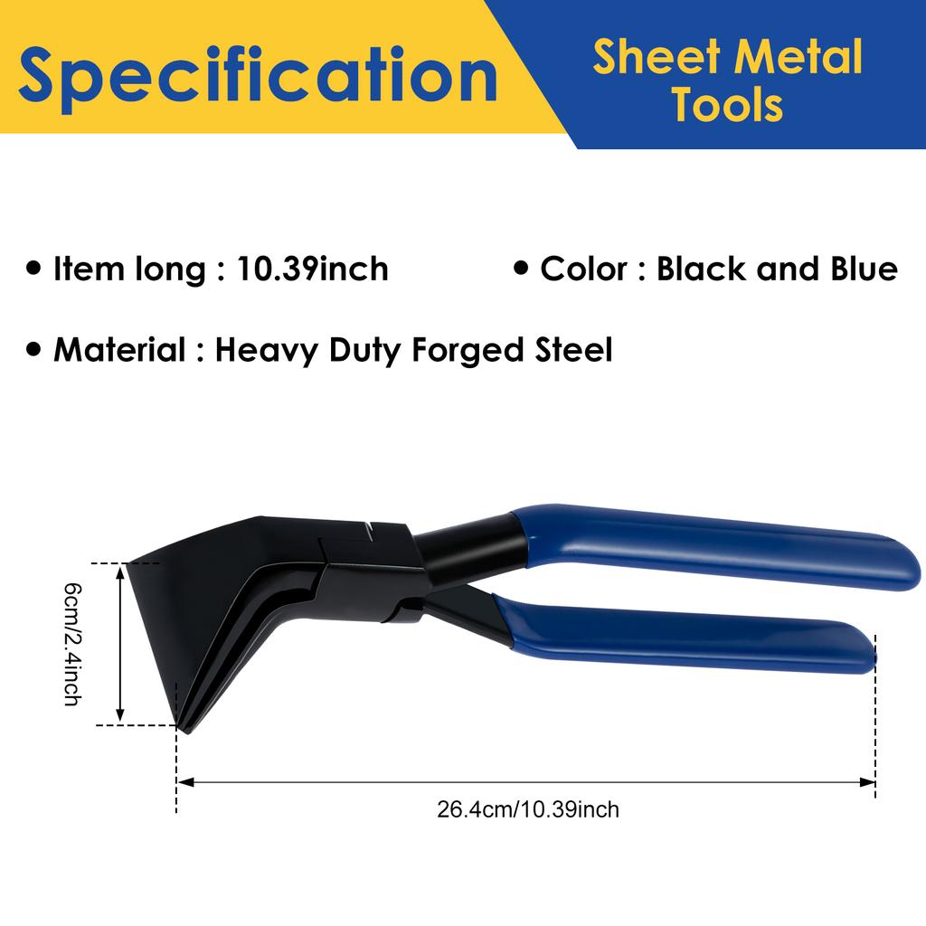 Hand Seamers Sheet Metal Tools Straight Jaw 45° Metal Bending Pliers for Bending and Flattening Sheet Metal Flattering Pliers