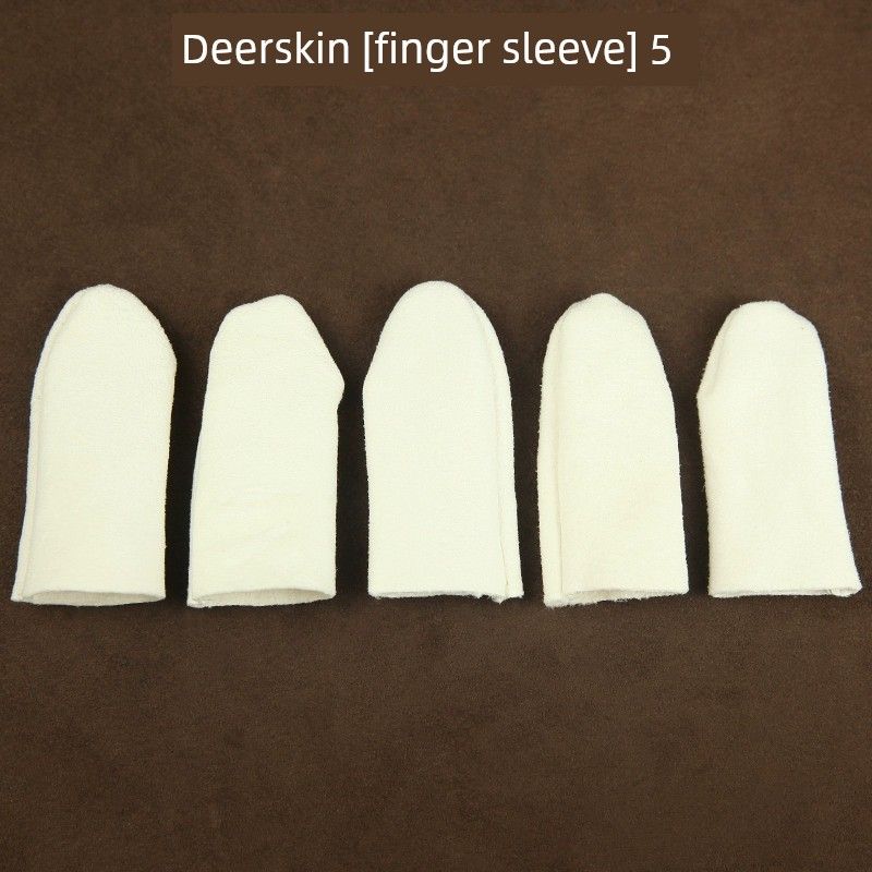 

Crafts Suede Finger Stall Deerskin Thickened Bead Playing Polished Patina Finger Wear-Resistant Plate String Walnut Bodhi Pulp Suede finger cover 5