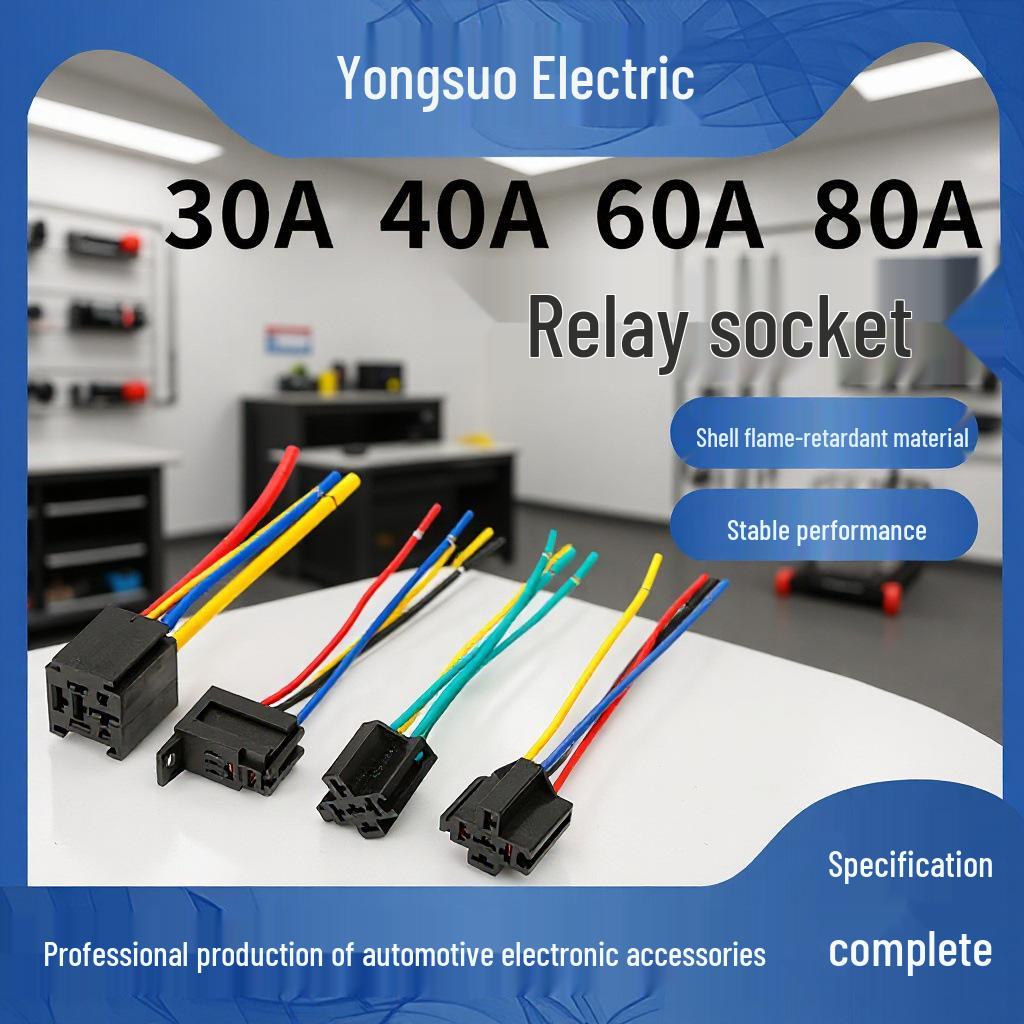Expert Choice Car Relay Wiring Harness 12V-72V, 40A/80A, 4/5-Wire Socket, Wide Pin 40A Welded