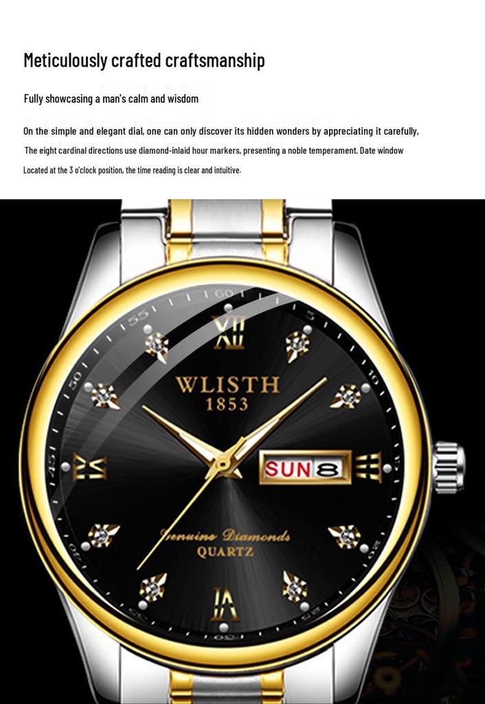 Wolis Men's Waterproof Quartz Stainless Steel Automatic Watch