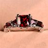 Fashion Elegant Women copper Color Princess Square Cut Red Stone Engagement Wedding Rings for Women Jewelry Gift