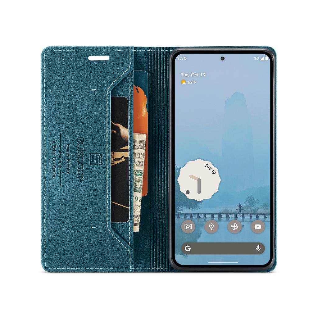 For Google Pixel 9 Pro XL Wallet Case AUTSPACE A01 Leather Stand Cover with RFID Blocking Card Holder