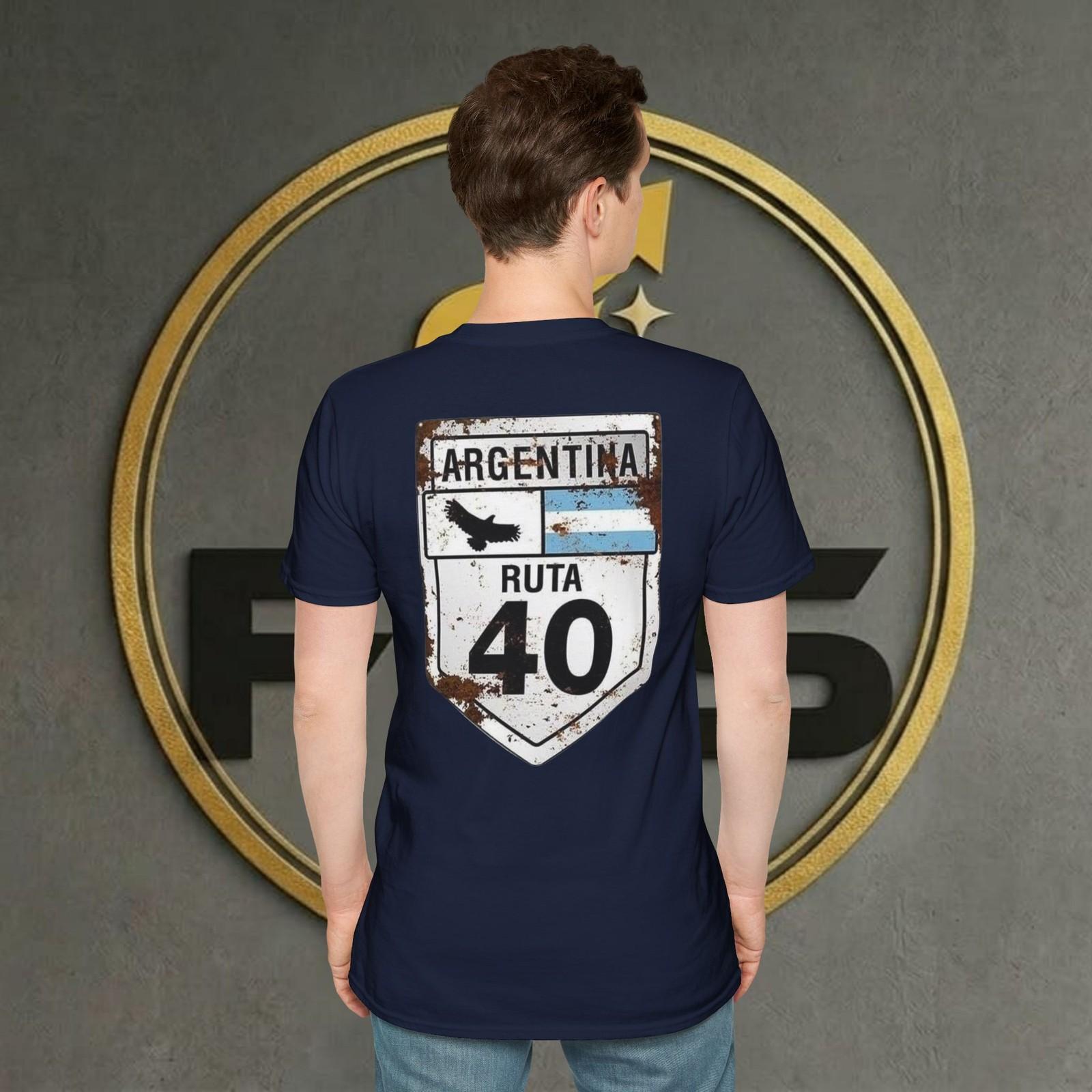Ruta 40 Argentina Road Sign Softstyle T-Shirt 14 COLORS Designed by FES M