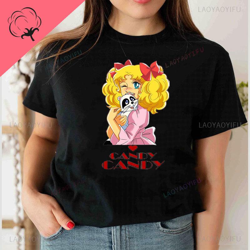 Kawaii Candy Tshirt Print Streetwear Harajuku Cartoon Fashion Shoujo Girl Style Clothes Short Sleeve Casual Female Graphic Tees