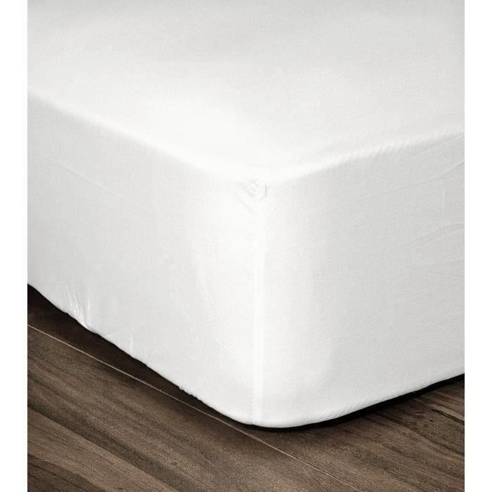 LOVELY HOME Fitted Sheet 100% Cotton 160x200cm - Cup 35cm - White