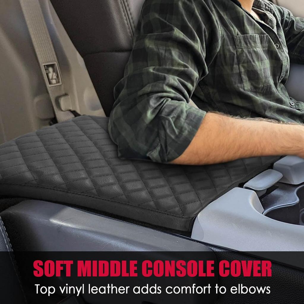 Center Console Armrest Cover for Ford F-150 2004-2010, 5-Seat Jump Seat | Anti-Scratch Armrest Pad, Pet-friendly, Full Protection, Premium Leather,