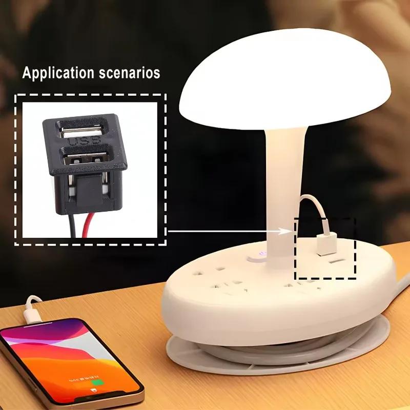 Dual-Layer USB Female Port Outlet Power Socket (Includes Cable Connector) Type-C Interface and USB Lamp Socket Charging Sockets