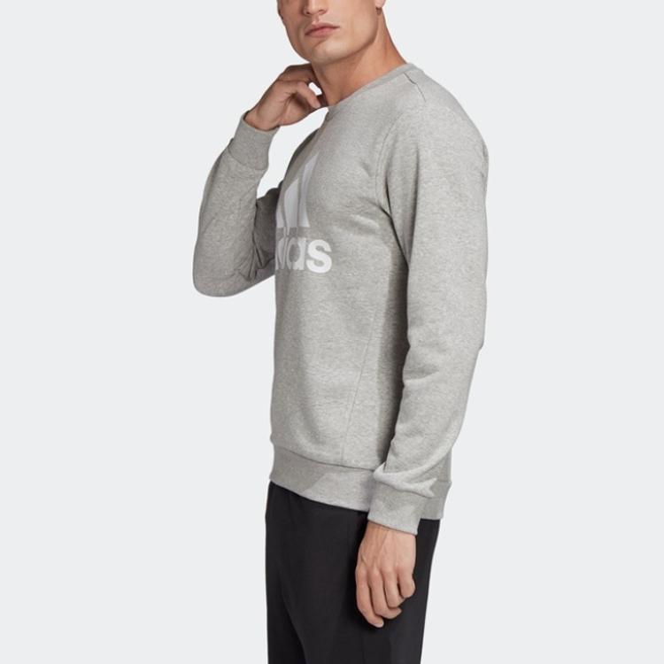Adidas Printed Logo Crewneck Sweatshirt Men Sweatshirts Medium-Heather-Gray FL3925