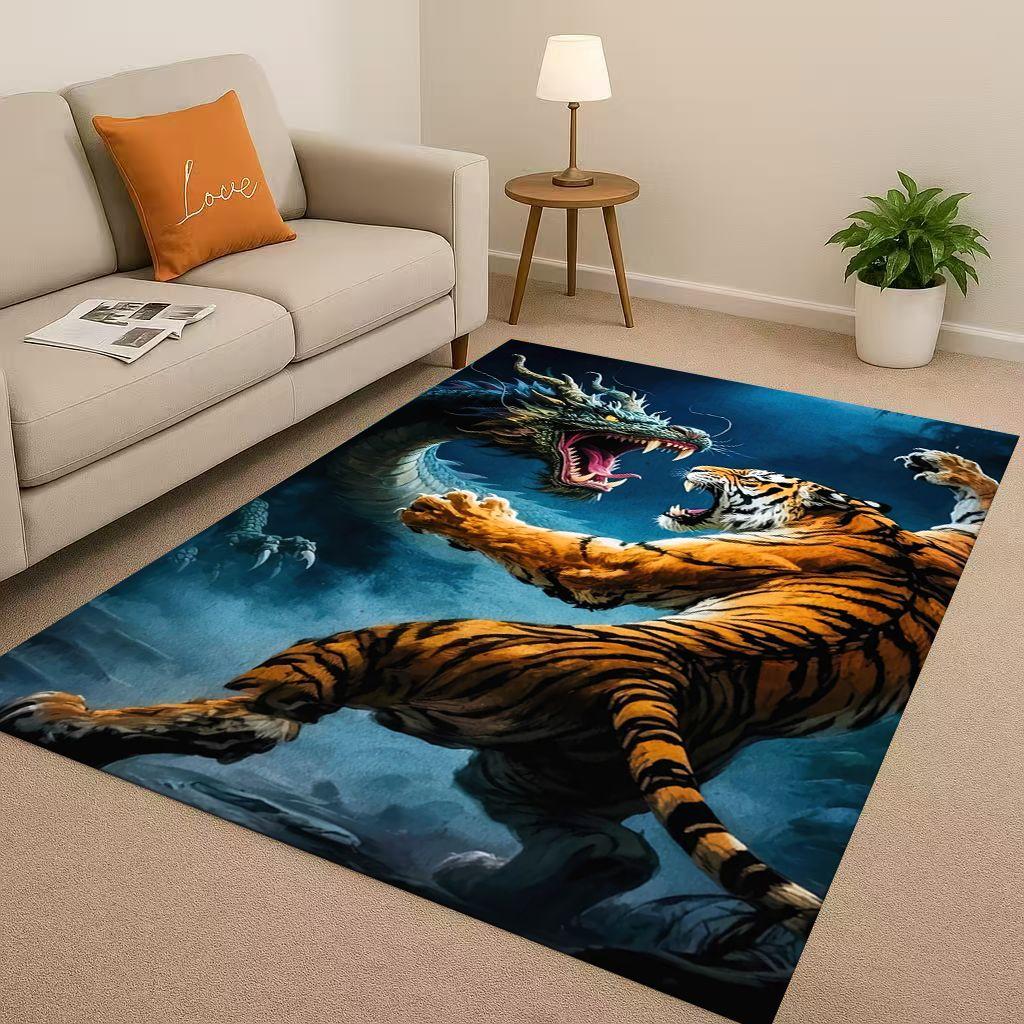 2026 New Tiger Lion Beast Art Cartoon Living Room Non Slip Area Rug Carpet for Bedroom Playroom Sofa,Home Decor Doormat Gift
