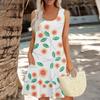 Women's Summer Floral High Waist Bohemian Dress Casual Hawaiian Flowing V Neck Holiday Dress
