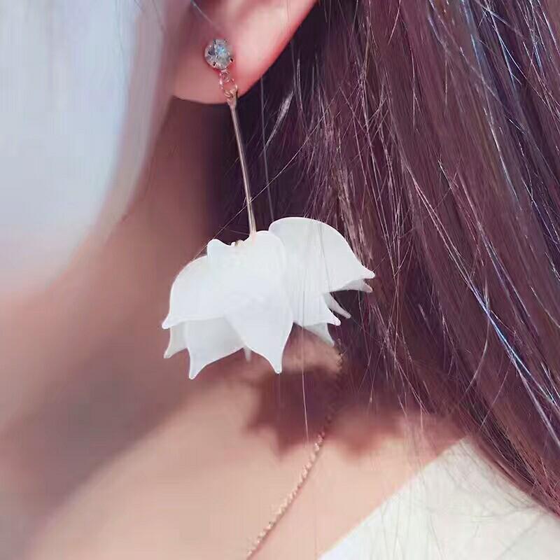 Big Blooming Flower Pendants Women's Earrings Plastic Korean Dangle Earrings boucle d'oreille brincos Wholesale Ear Zircon
