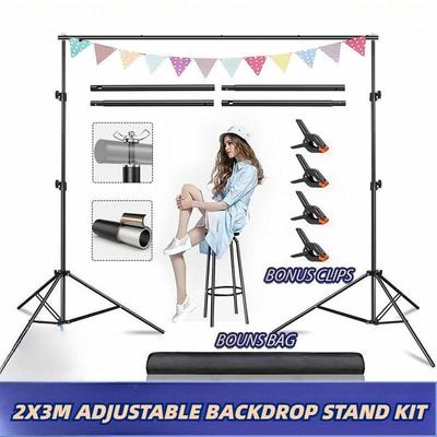 2x3M Heavy Duty Studio Equipment Photography Studio Photo Video Background Stand Adjustable Backdrop Stand Kit