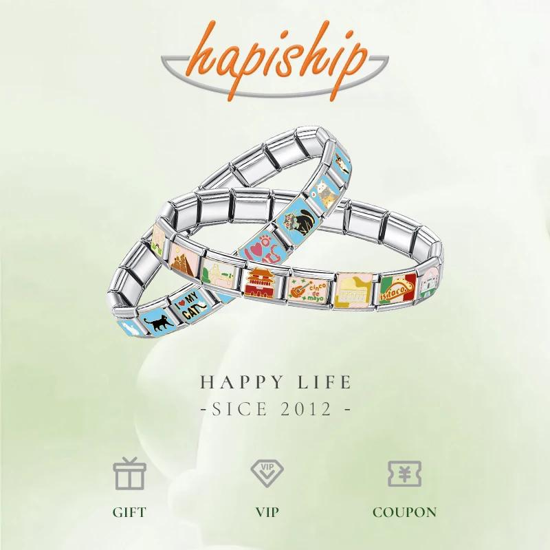 Hapiship 2024 New Fashion 26 English Letters Italian Charm Links Fit 9mm Stainless Steel Bracelet Making Women Jewelry DJ110