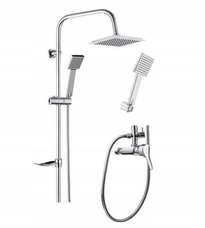Slim Square surface-mounted shower set with chrome tap