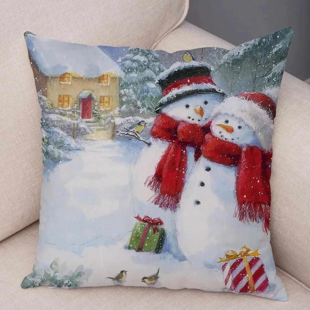 Christmas Themed Pillowcases Car Accessories Office Santa Claus Living Room Sofa Home Pillowcases
