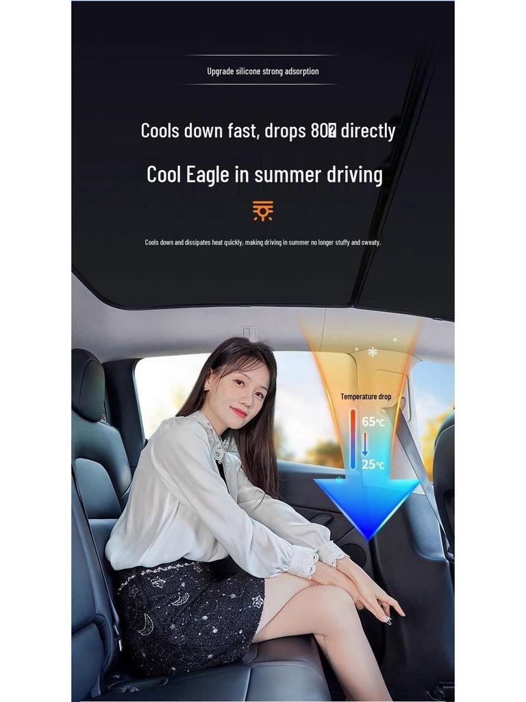 Tesla Model Y/3 Sunroof Heat Insulation Sunshade - Silicone, Electrostatic Adsorption