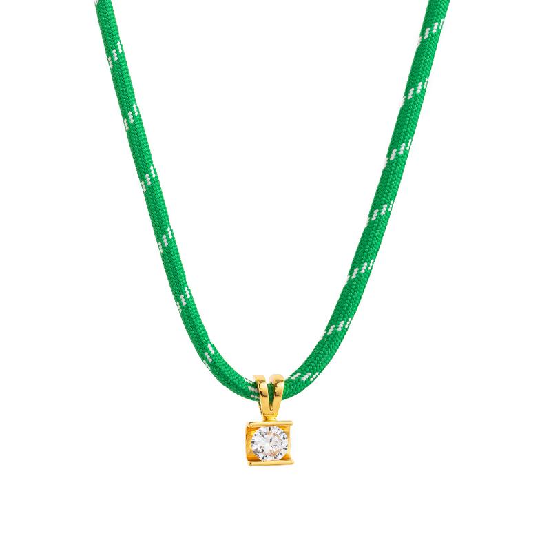 

Dopamine Woven Color Rope Zircon Necklace For Women Personalized Retro Style Jewelry Gifts зелёный