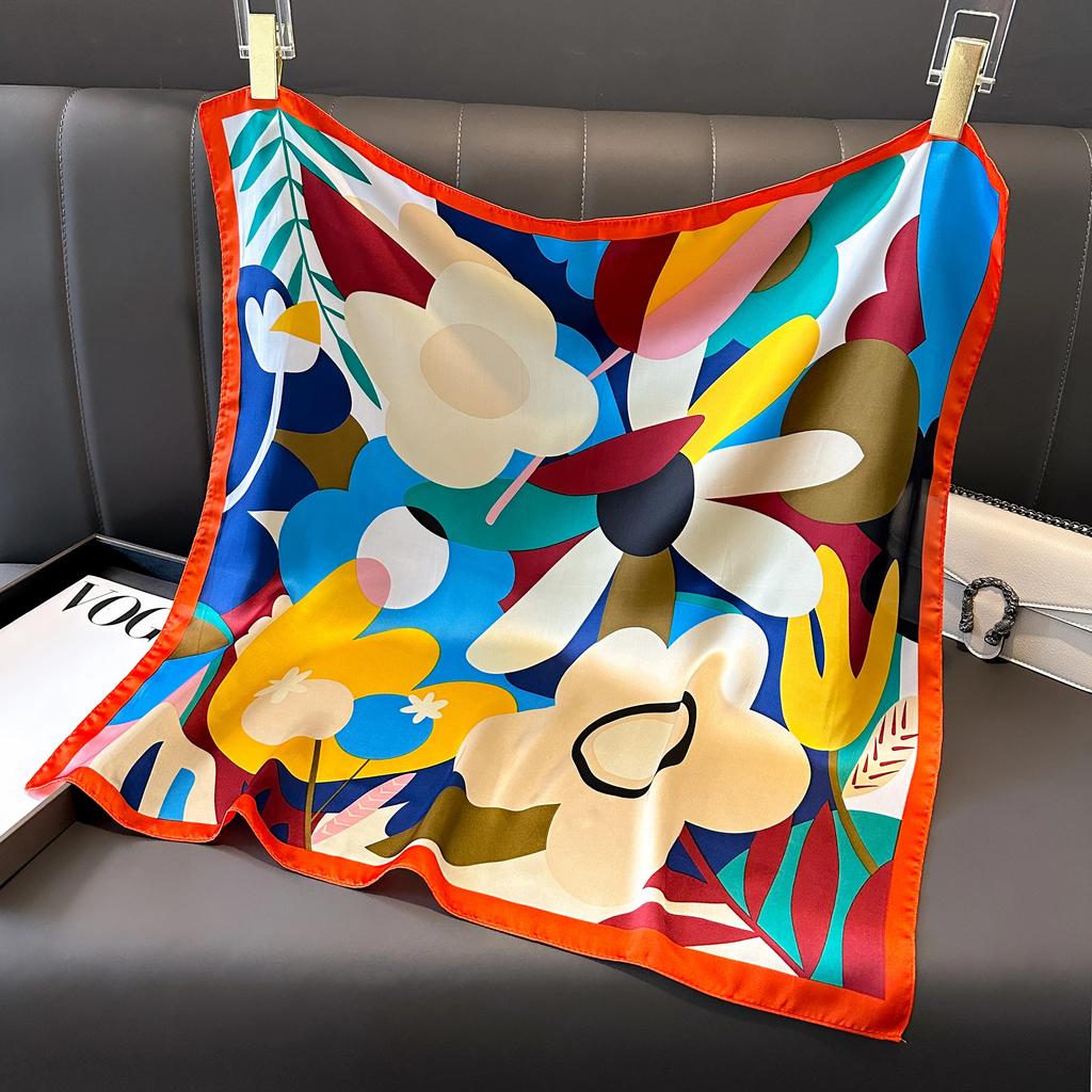Fashion Print Silk Hairbands Scarf Women  Spring New Elagant Floral Bandana Neck Kerchief Head Bands Foulard Female Scarfs