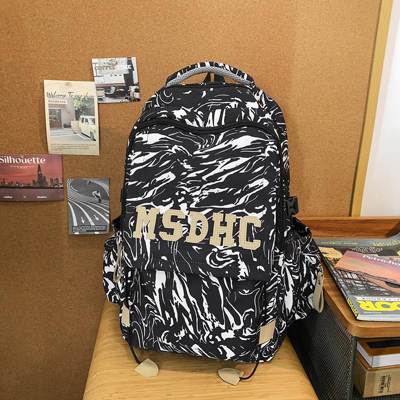 High School Backpack Boys Personality Graffiti College Student Schoolbag Women's Casual Simple Versatile Backpack