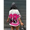 Oversized T-shirt For Women V-Neck Short Sleeve Summer Patchwork New York 28 Print Casual Tees Sports Football Jersey Y2k Tops
