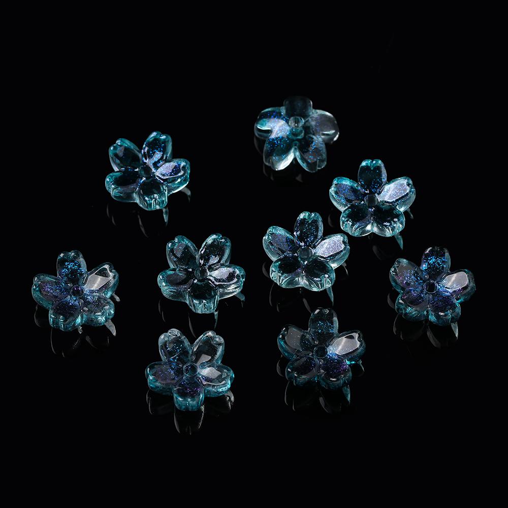 20 Stück/Los Bunte Sakura-Blüten-Lampwork-Perlenkappen Glas-Abstandshalterperlen für Schmuckherstellung DIY Haarnadelzubehör