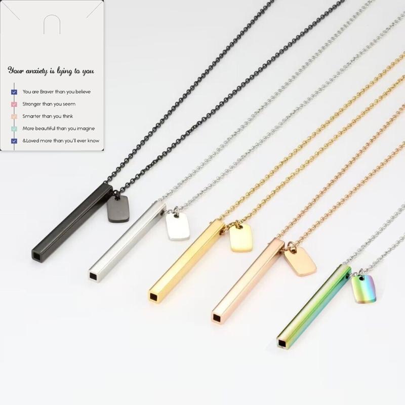Meditation Mindfulness Breathing Necklace Stainless Steel Whistle Pendant Necklaces Breathing Exercise for Relaxation
