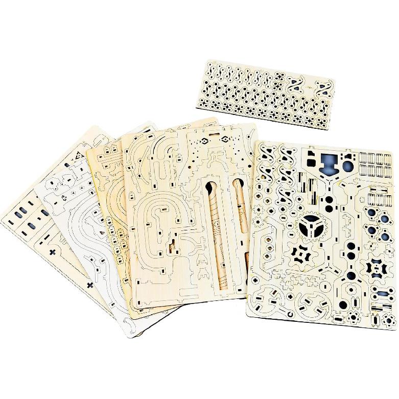 3D Wooden Puzzles Marble Run Chain Kit, Wood Creative Mechanical Puzzles Assembly Model Building Kits to Build for Adults & Kids, DIY Wooden Puzzle